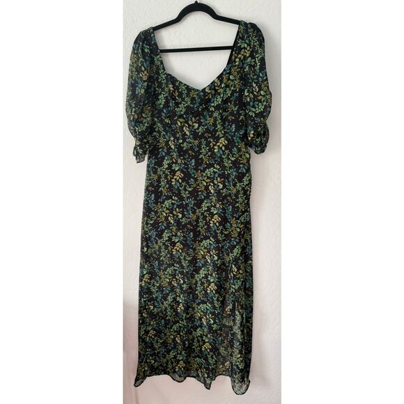 Miami Ivy and Stars Sweetheart Neckline Leg Slit Ruched Sleeve Dress Size M - Picture 2 of 9